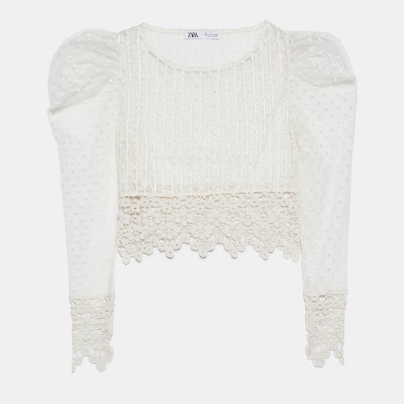 ZARA DOTTED MESH TOP - Picture 4 of 4